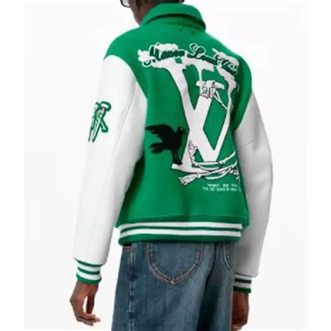 Louis Vuitton Varsity Leather Jacket Green Men's